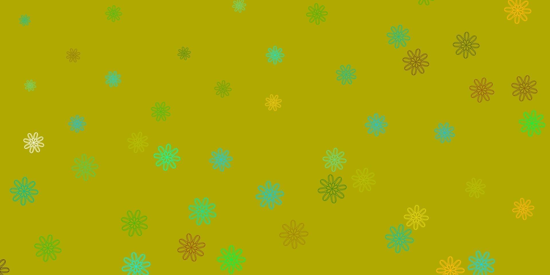 ljusblå, gul vektor doodle mall med blommor.