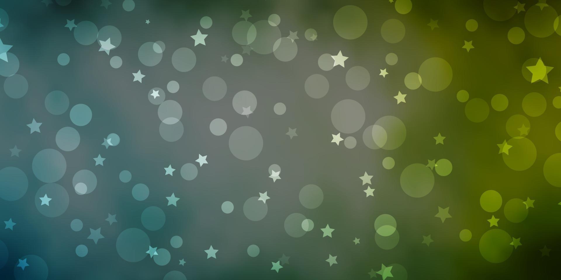 ljusblå, grön vektorbakgrund med cirklar, stjärnor. vektor