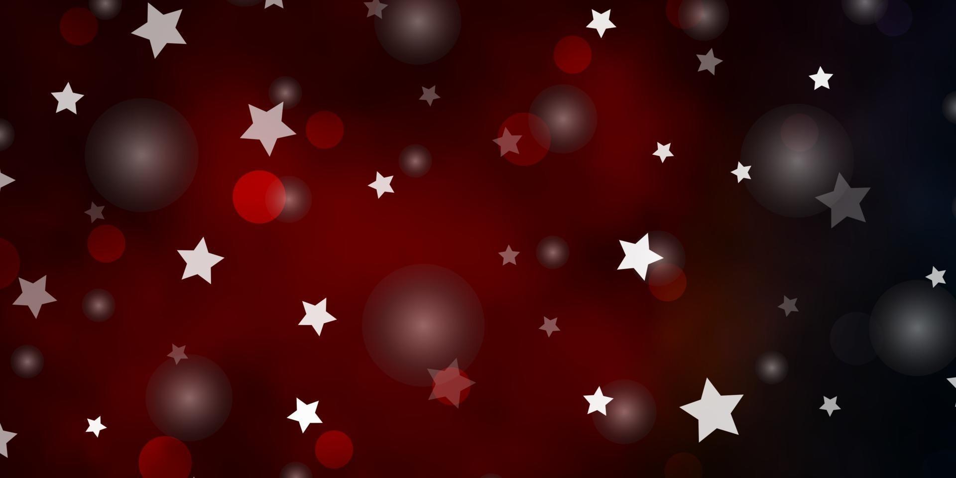 dunkelblaues, rotes Vektorlayout mit Kreisen, Sternen. vektor