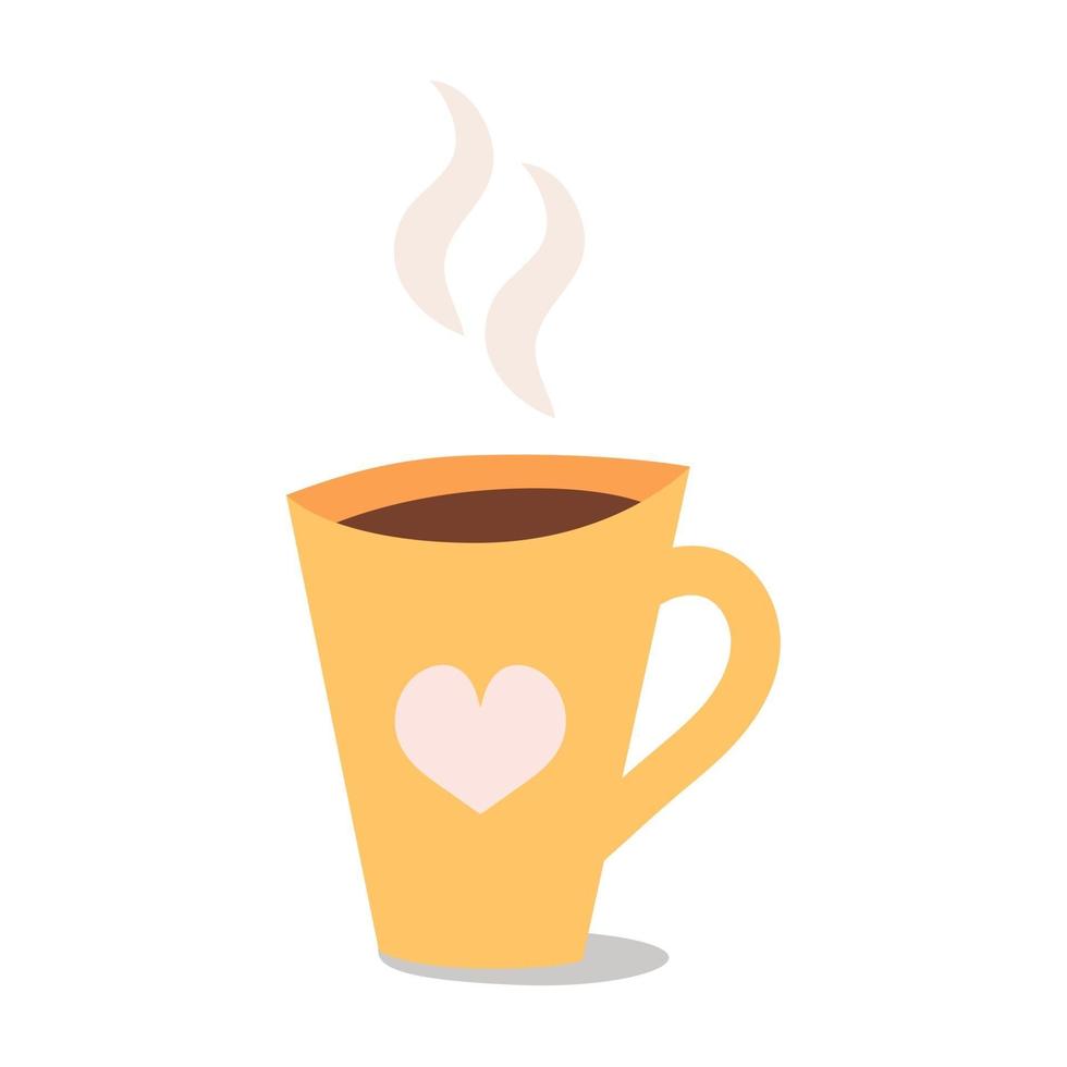 söt vektorillustration av mugg. platt design av kopp te eller kaffe. varm dryck vektor