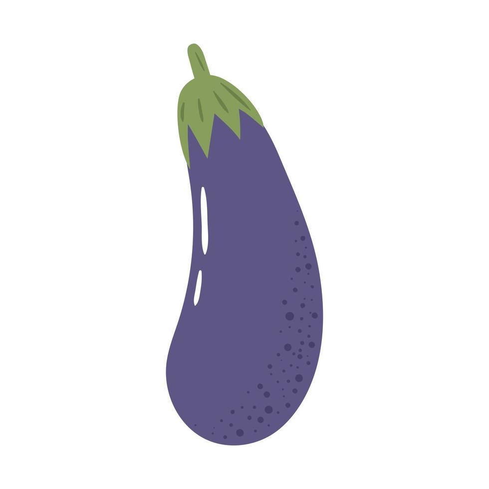 aubergine färgglada vektorillustration isolerad på vit bakgrund. handritad stil, söt doodle konst. jordbrukskoncept. grönsaker för trädgårdsarbete. hälsosam kost. vektor