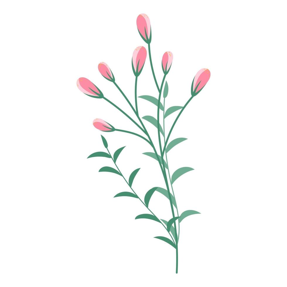 elegantes Bouquet aus rosa Blumen und grünen Pflanzen. florales element für frühlingsferienfeier. vektor