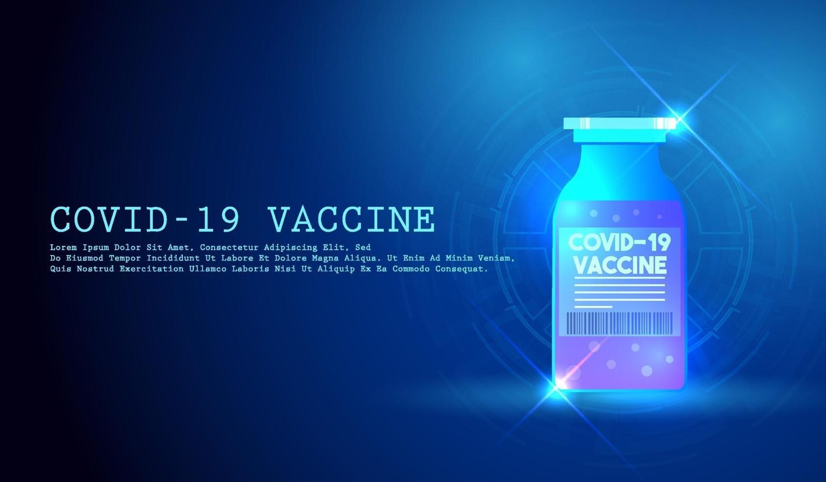 glasflaska med vaccin mot virus. vaccination coronavirus covid-19 i grafiskt koncept. vektor