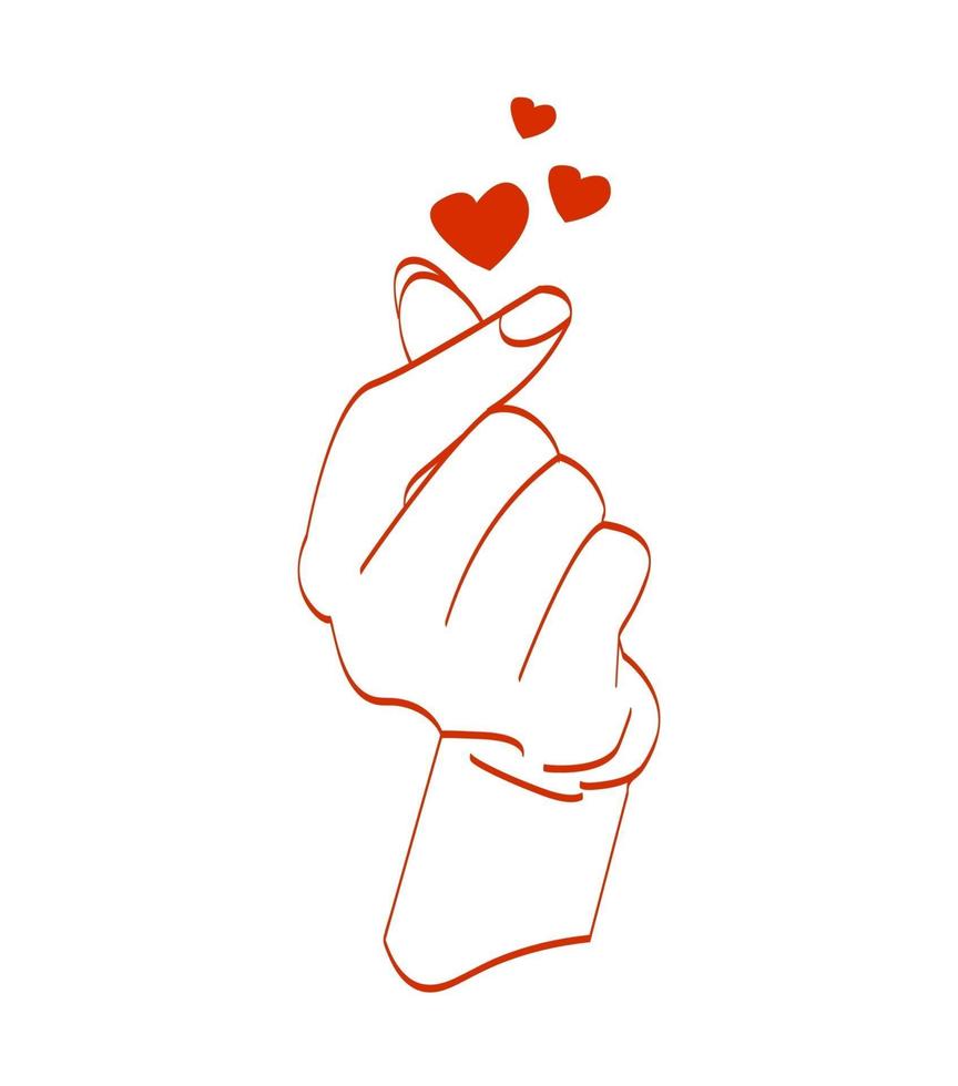 vektorbild hand illustration symbol jag älskar dig saranghae finger hjärta vektor