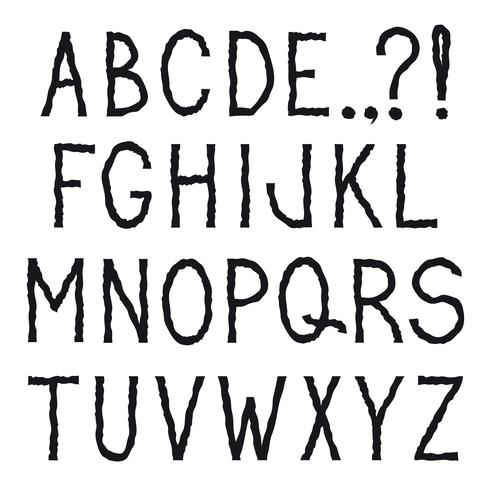 Latinska alfabetet. Grunge linje dekorativa teckensnitt. Teckenuppsättning vektor