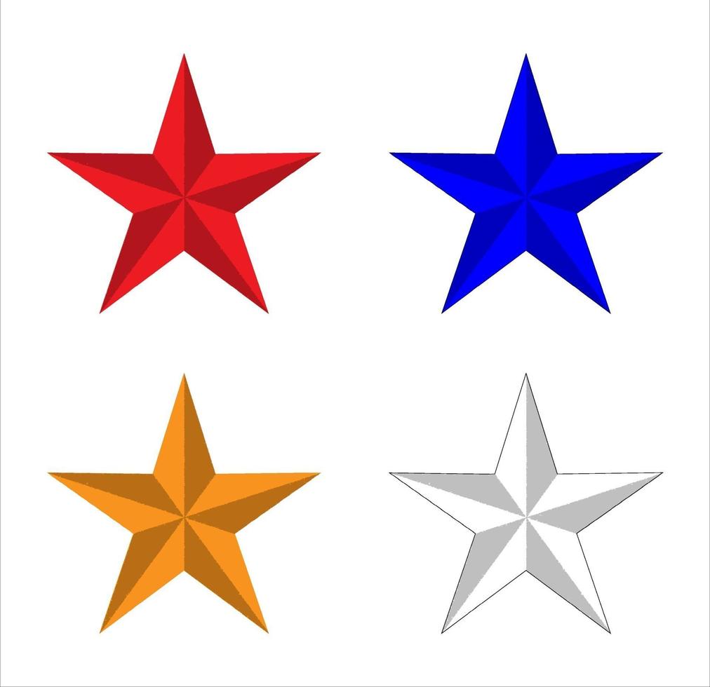 Vektorbild von roten, weißen, blauen und goldenen Sternen vektor