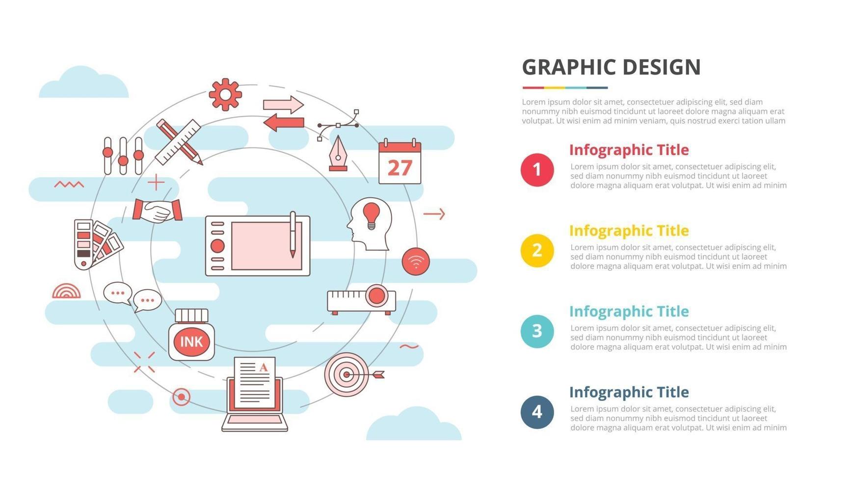 grafisk designer koncept för infographic mall banner med fyra punkt lista information vektor