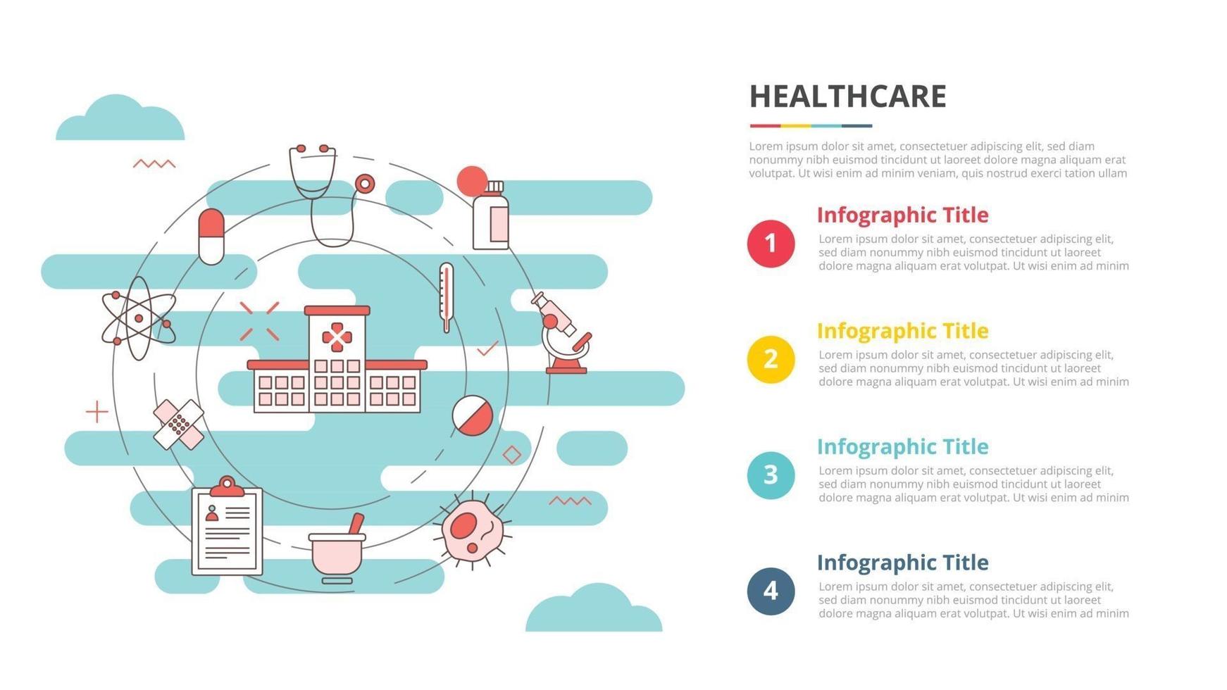 Gesundheitskonzept für Infografik-Vorlagenbanner mit Listeninformationen mit vier Punkten vektor