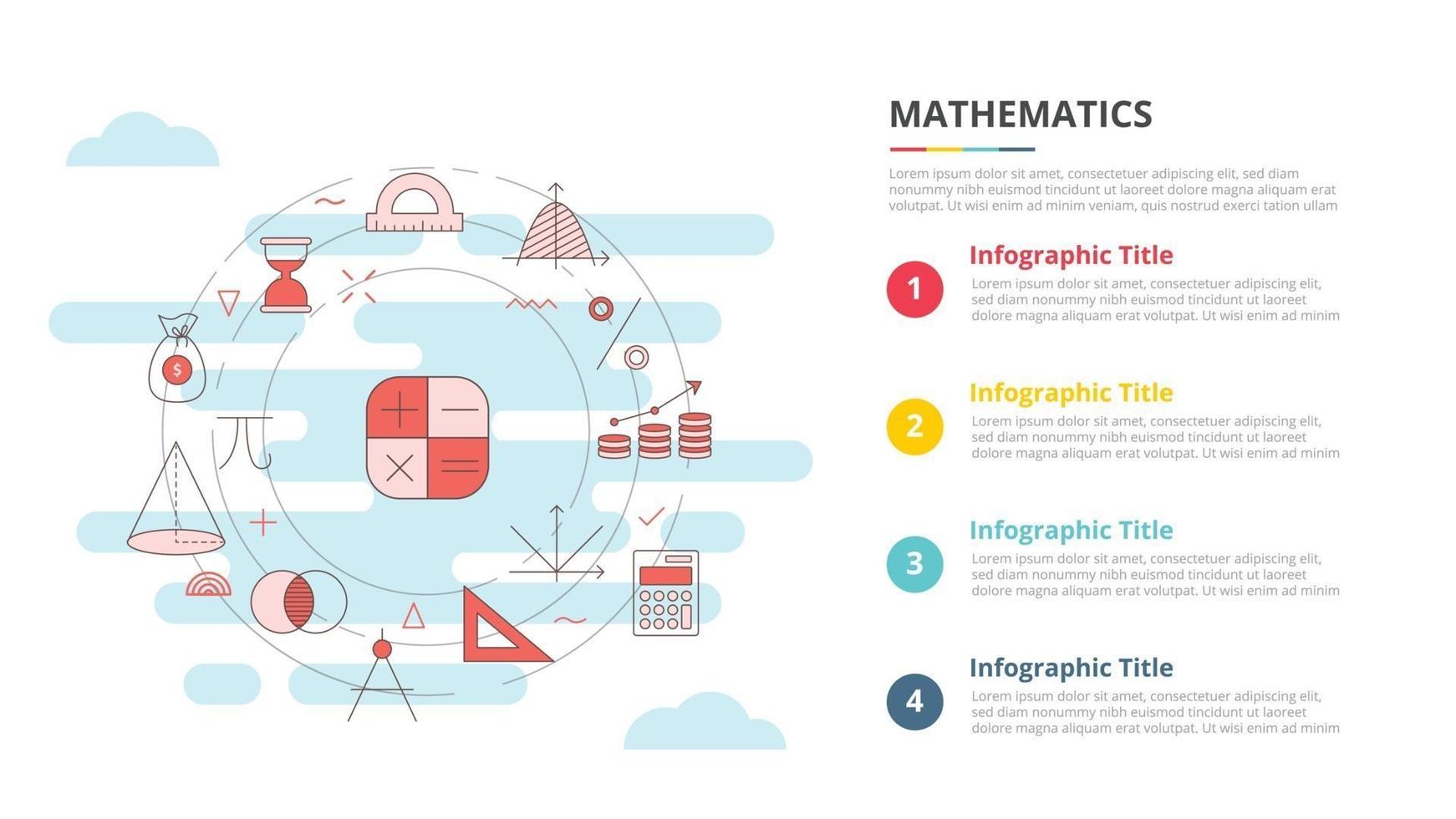 mathematikkonzept für infografik-vorlagenbanner mit vier punktlisteninformationen vektor