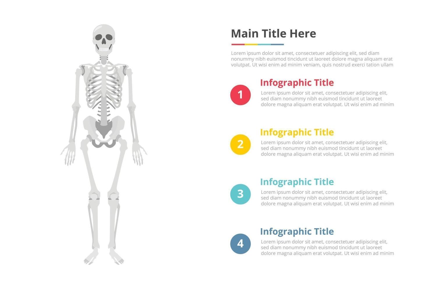 mänsklig skalle infographics mall med ledigt utrymme för text med olika färger och beskrivning - vektorillustration vektor