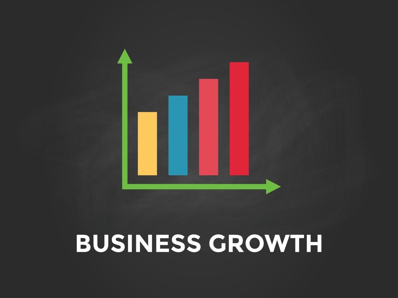 affärstillväxt diagram illustration med färgglada stapel, vit text och svart bakgrund vektor
