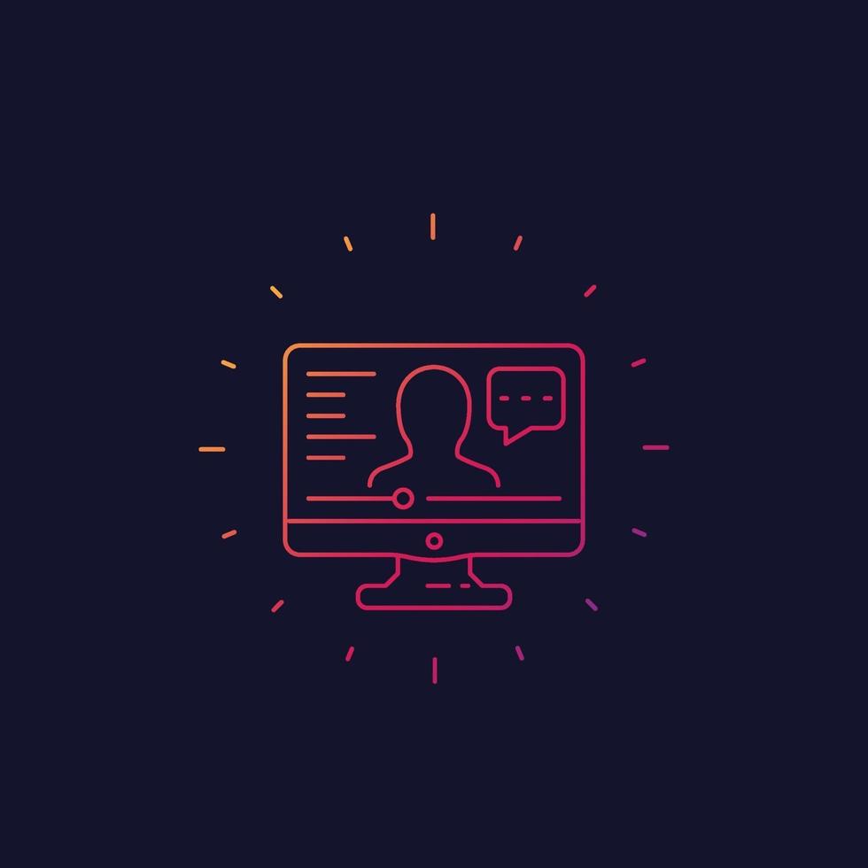 Webinar, Symbol für Online-Bildungsvektorlinie vektor