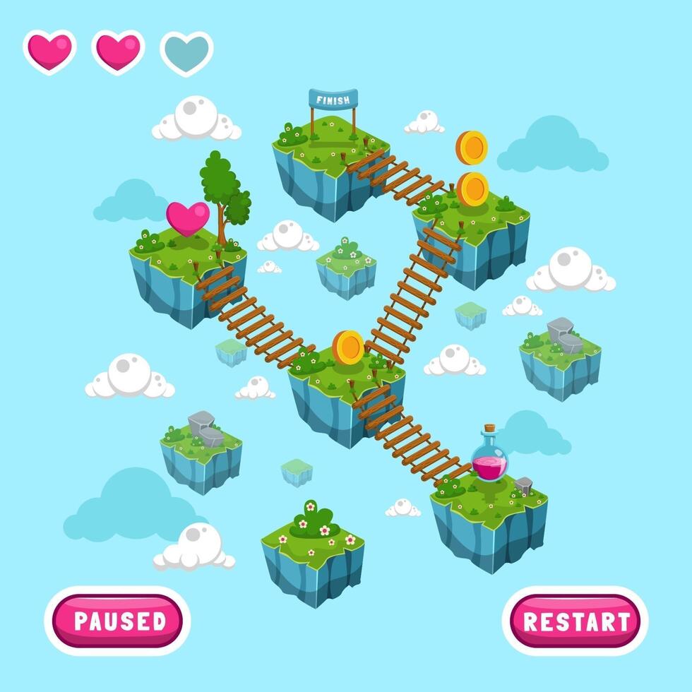 scenspel nivå kartdesign för arkad dator och mobiltelefon vektor