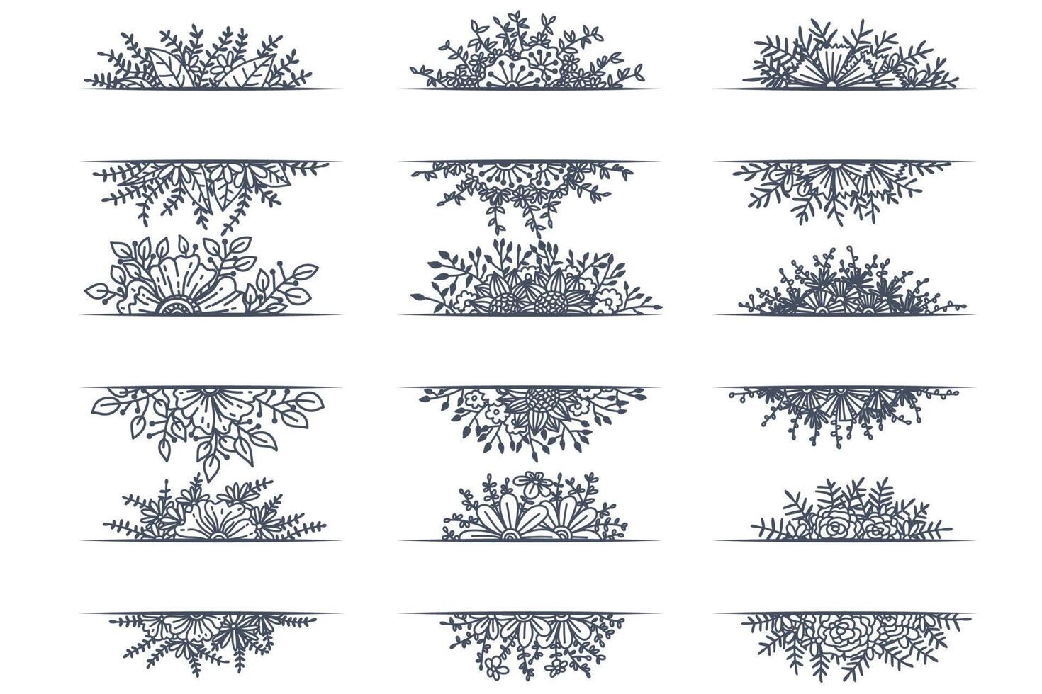 Satz von floralen Vintage dekorativen Ornamentgrenzen und Eckteilern vektor