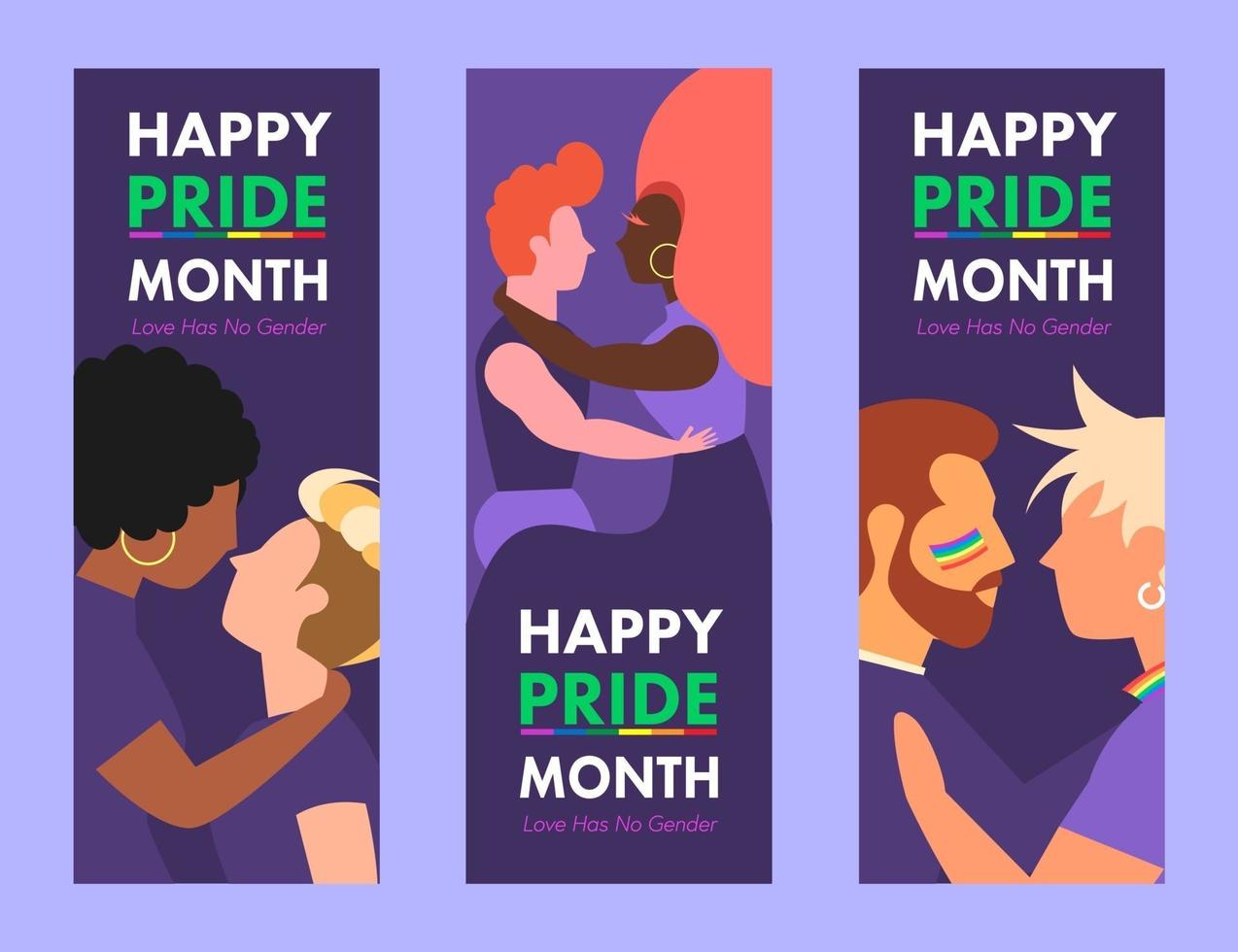 happy pride month lgbtq banners och flagga för reklam och webbsidor vektor