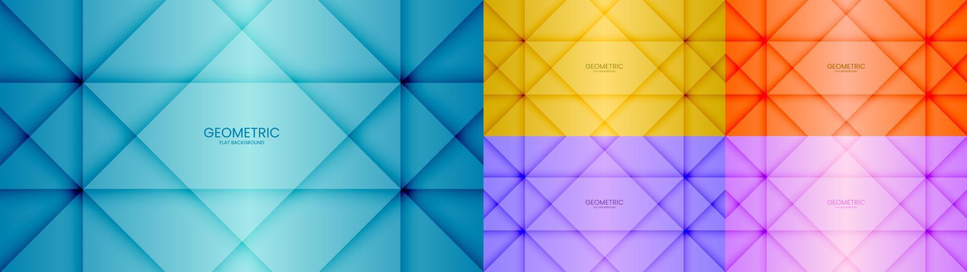 uppsättning abstrakta geometriska objekt blå, gul, orange, lila och rosa färg vacker bakgrund med ljus struktur. vektor illustration