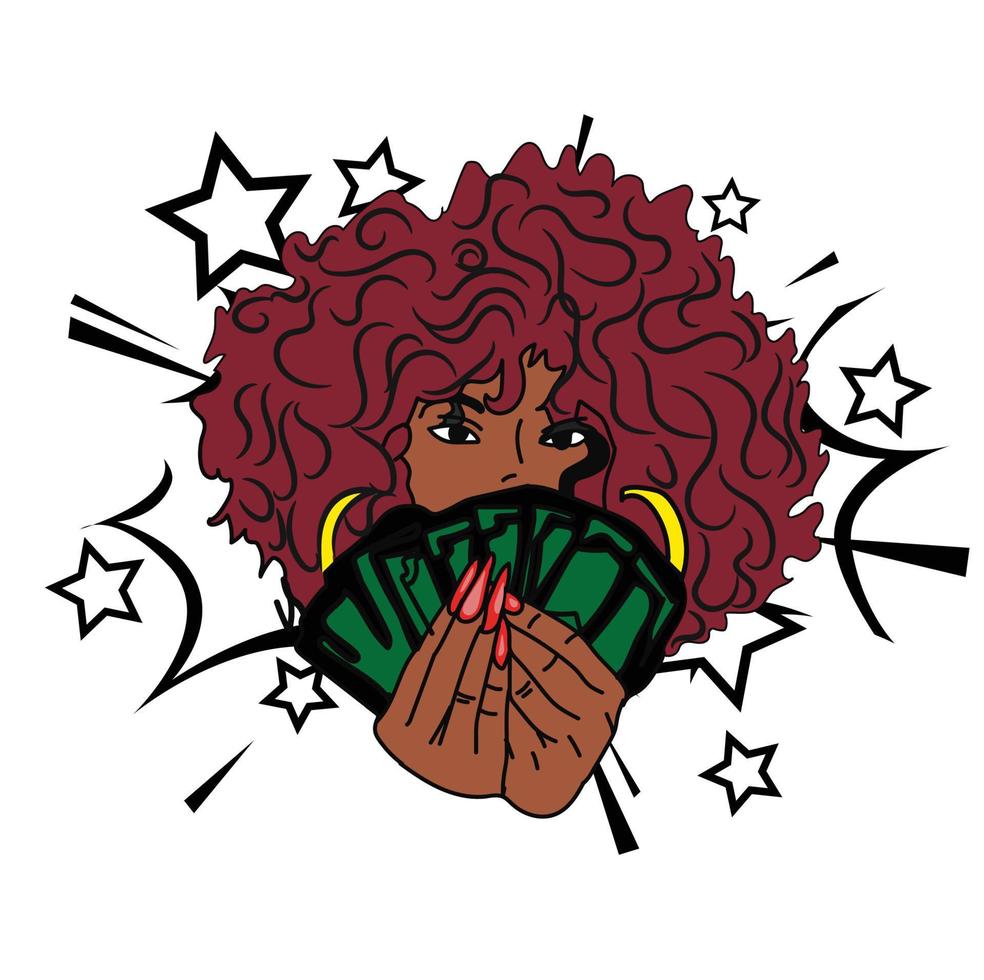 afro håller pengar clipart vektor