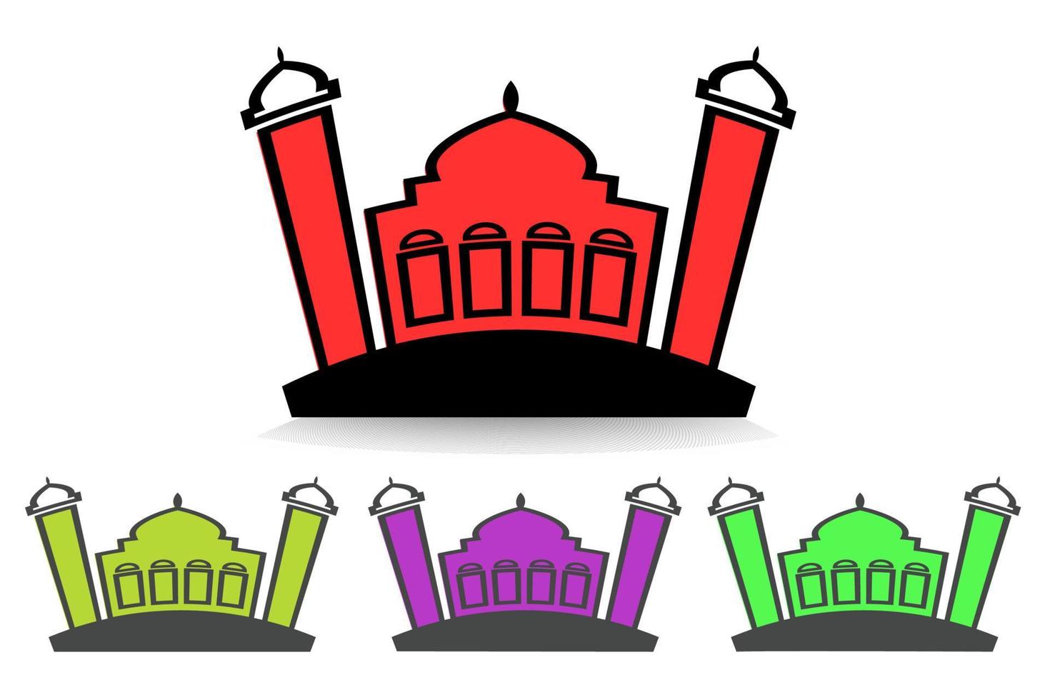 enkel vektor av moskéform med platt färg och 4 olika färgvariationer.