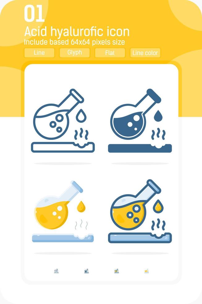 Acid Hyalurofic Premium-Icon-Set mit mehreren Stilen isoliert auf weißem Hintergrund. chemisches und saures Hyalurofic-Vektorsymbol für Grafik, Webdesign, Apps, ui, ux und mehr. umfassen 64x64 Pixel perfekt vektor