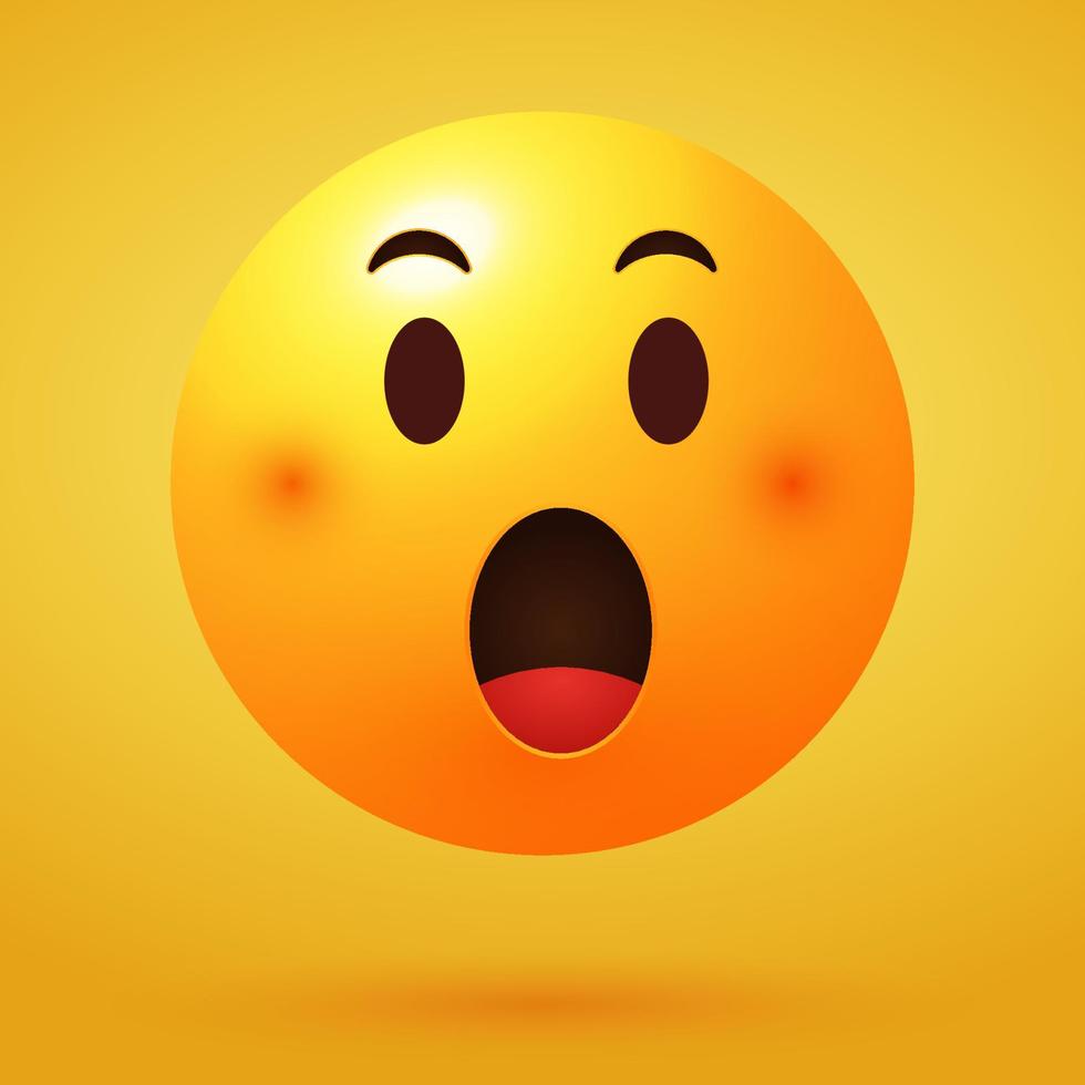 3D-Schock-Emoji-Emoticon-Vorlage vektor