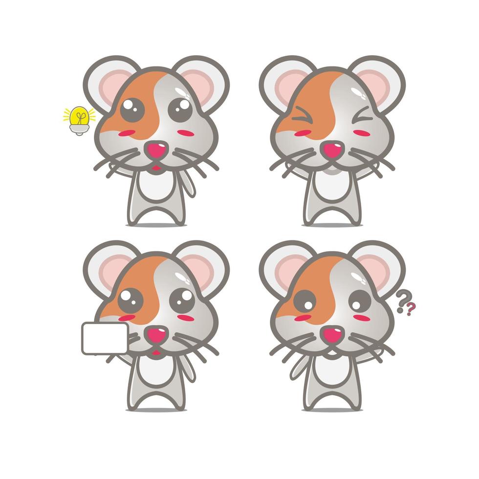 süße Hamster-Set-Kollektion. Vektor-Illustration Hamster Maskottchen Charakter flachen Stil Cartoon. isoliert auf weißem Hintergrund. niedlicher charakter hamster maskottchen logo idee bündel konzept vektor