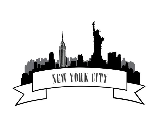 Skyline von New York, USA. Amerikanischer Stadtreisemarkstein vektor