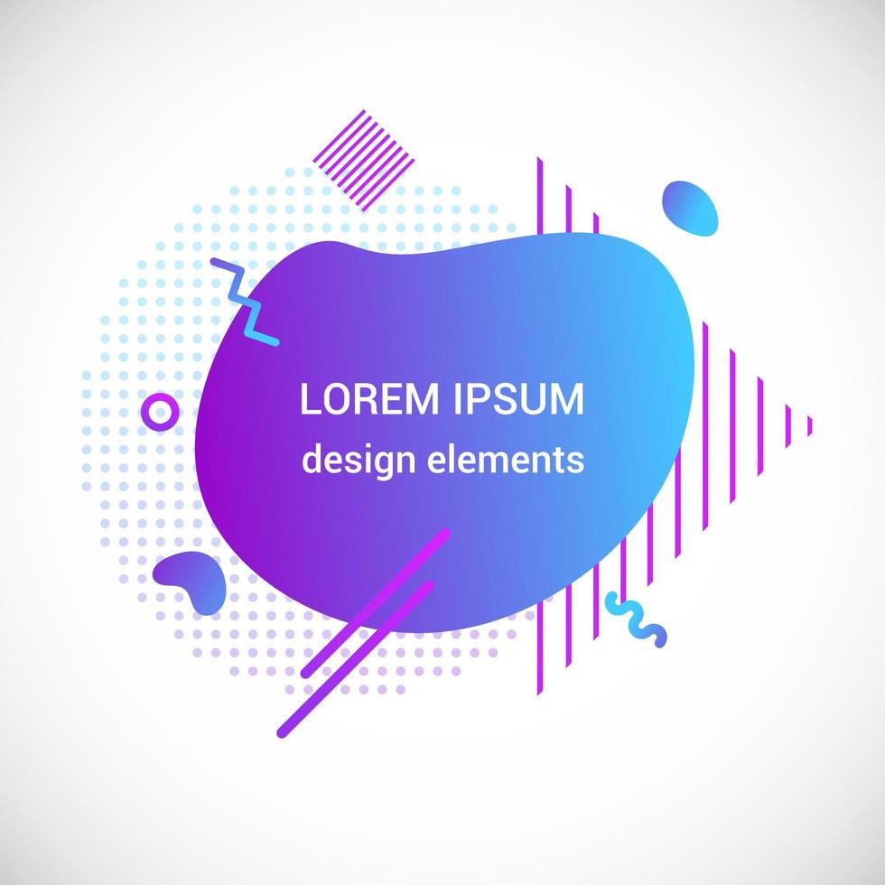 moderne flüssige abstrakte Elementform Gradient Memphis Stil Design flüssiger Vektor bunte Illustration Banner einfache Formvorlage für Präsentation, Flyer, Broschüre isoliert auf weißem Hintergrund.