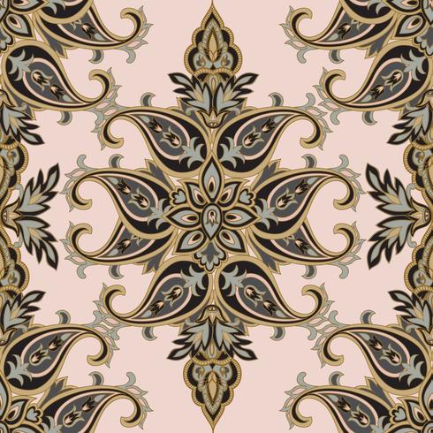 Blumenmuster Flourish deckte orientalischen ethnischen Hintergrund mit Ziegeln. Arabische Verzierung mit fantastischen Blumen und Blättern. Wunderlandmotive der Gemälde aus alten indischen Stoffmustern. vektor