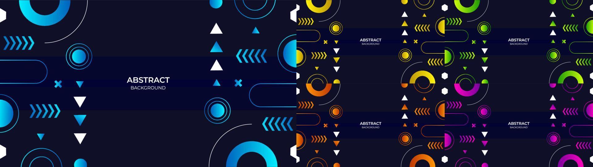 geometrischer abstrakter moderner Gegenstand bunter Farbverlauf blauer, gelber, grüner, orange und purpurroter Hintergrund. Vektor-Illustration vektor