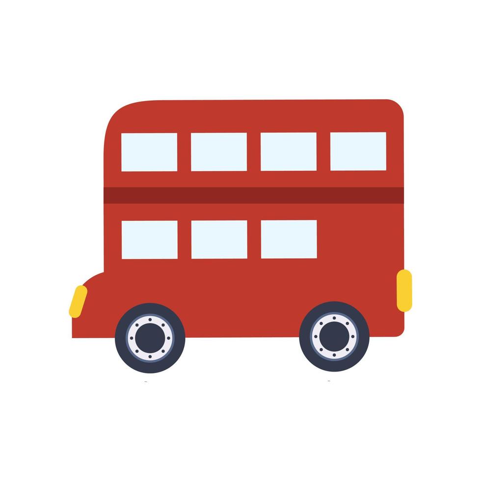 röd dubbeldäckare buss platt vektor ikon