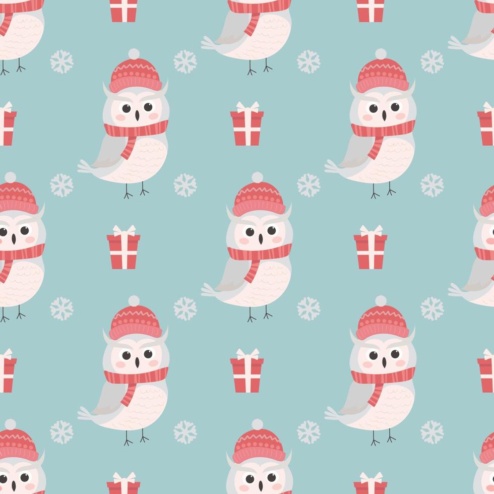 jul seamless mönster med söt polar uggla. illustrationen är perfekt för babytextilier och omslagspapper. vektor