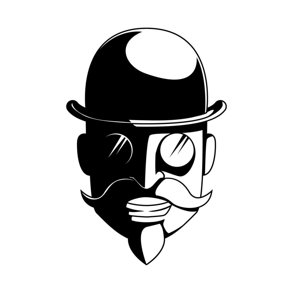 gammal gentleman head logotyp vektor