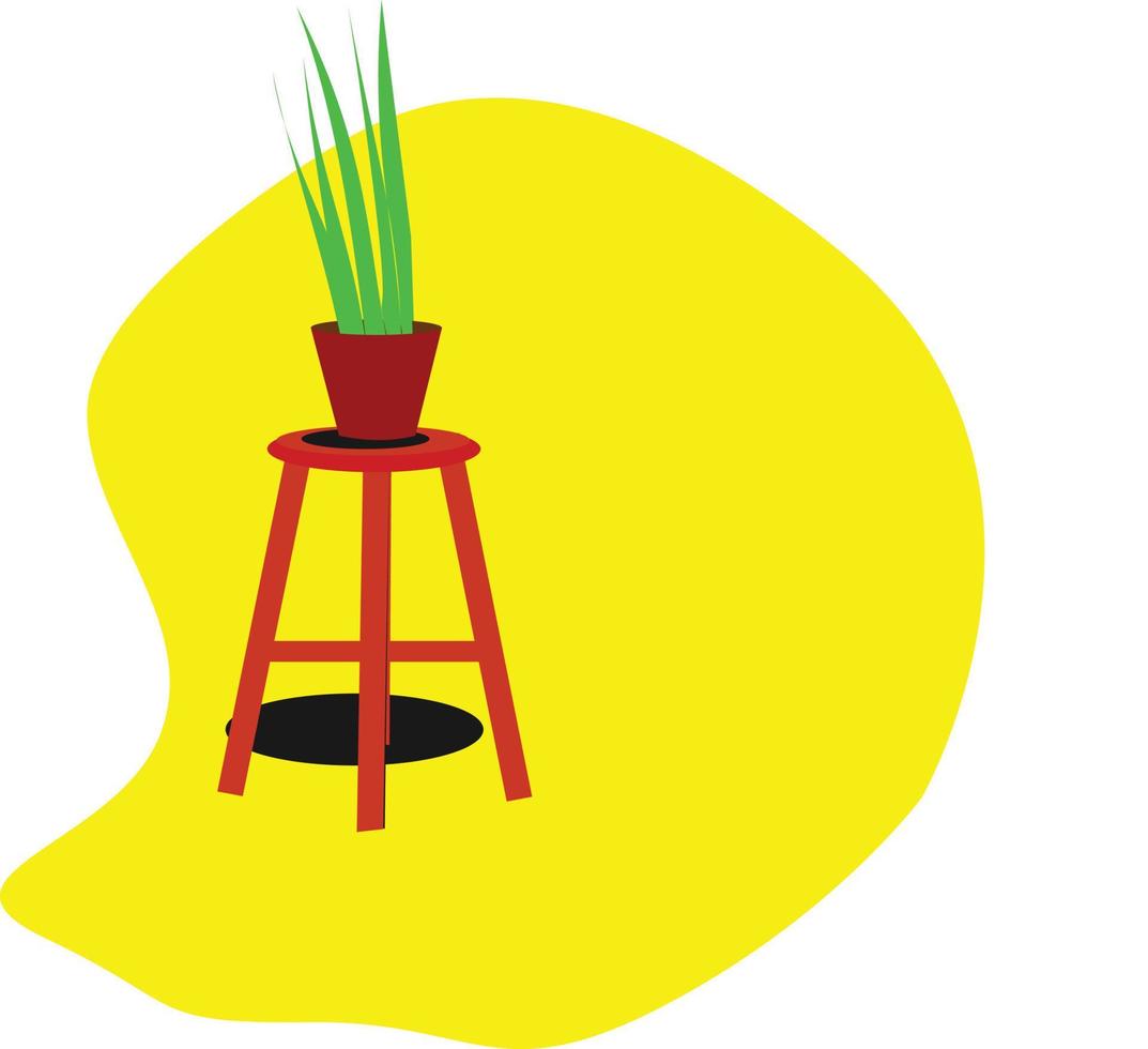 flache Design-Vektor-Illustration eines Stuhls und einer Topfpflanze. vektor