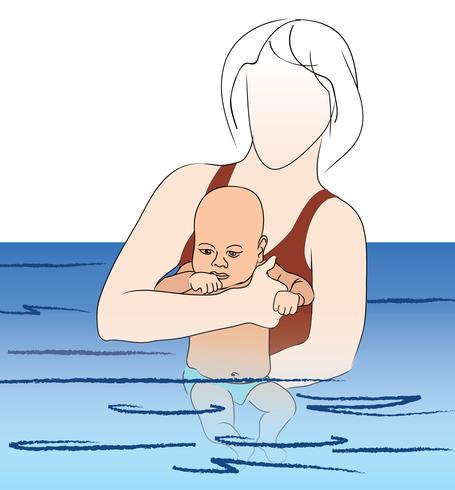 Baby schwimmt Schwimmunterricht vektor