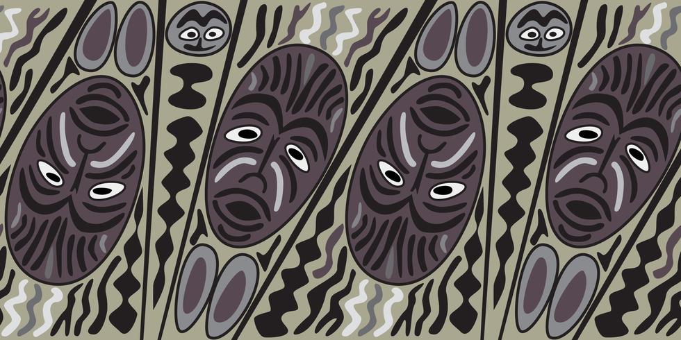 Etnisk sömlös mönster, stamstil. Afrikansk mask kaklade bakgrund. vektor