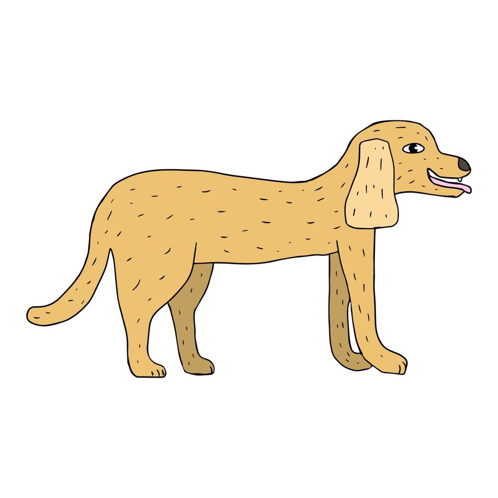 tecknad doodle linjär söt hund isolerad på vit bakgrund. söta husdjur. vektor
