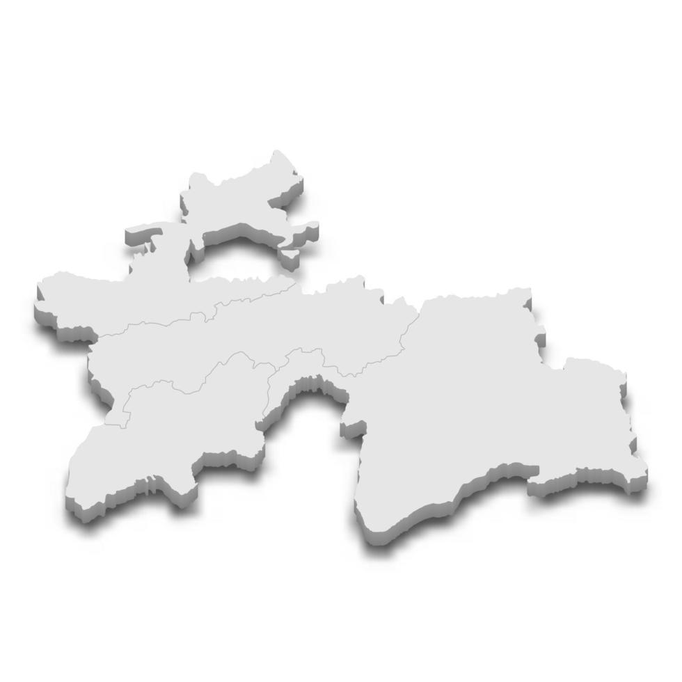 3D-Karte mit Grenzen der Regionen vektor