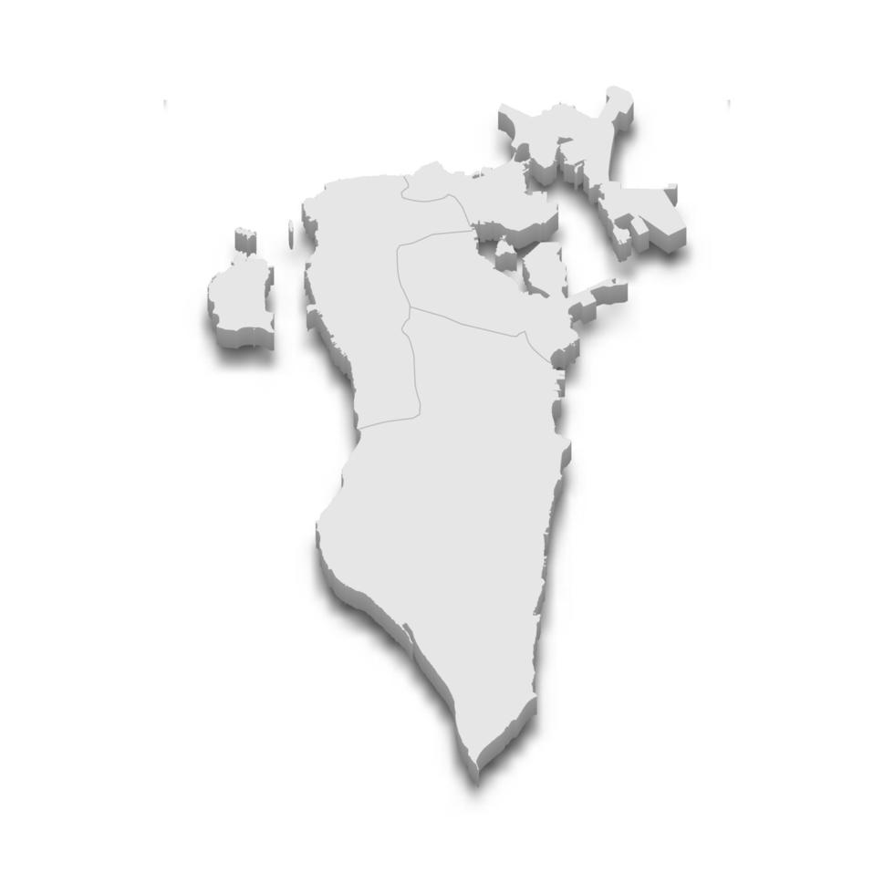 3D-Karte mit Grenzen der Regionen vektor
