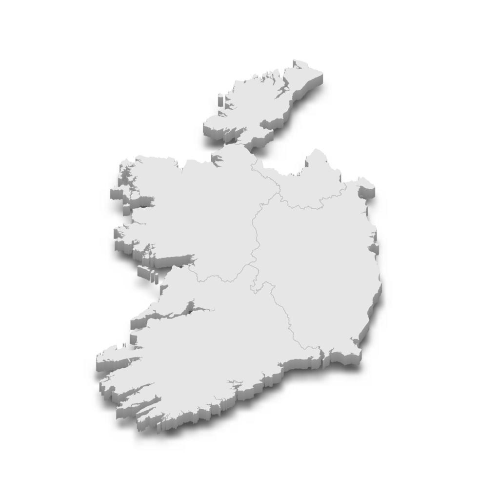 3D-Karte mit Grenzen der Regionen vektor