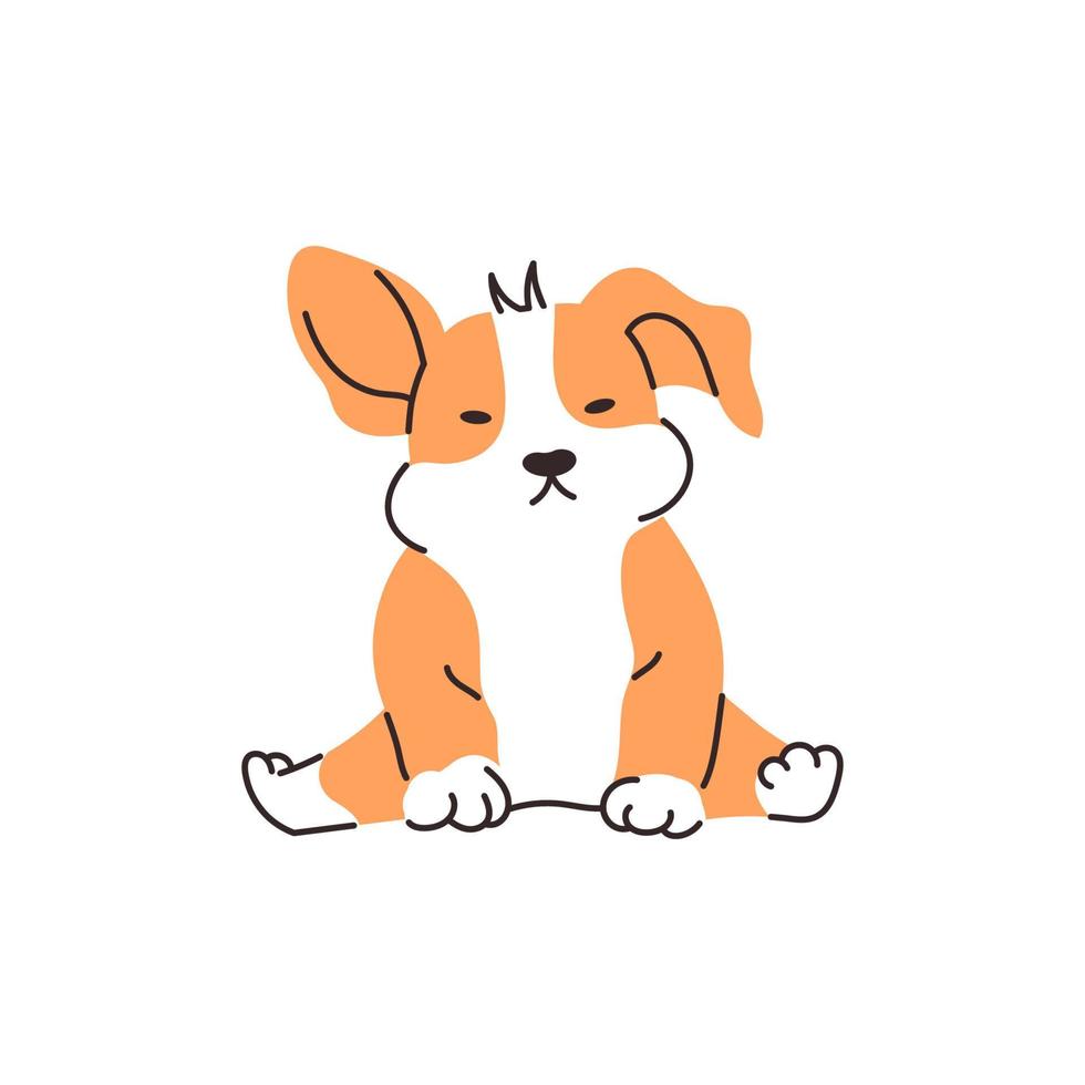 söt corgi hund tecknad illustration. rolig sittande valp. vektor