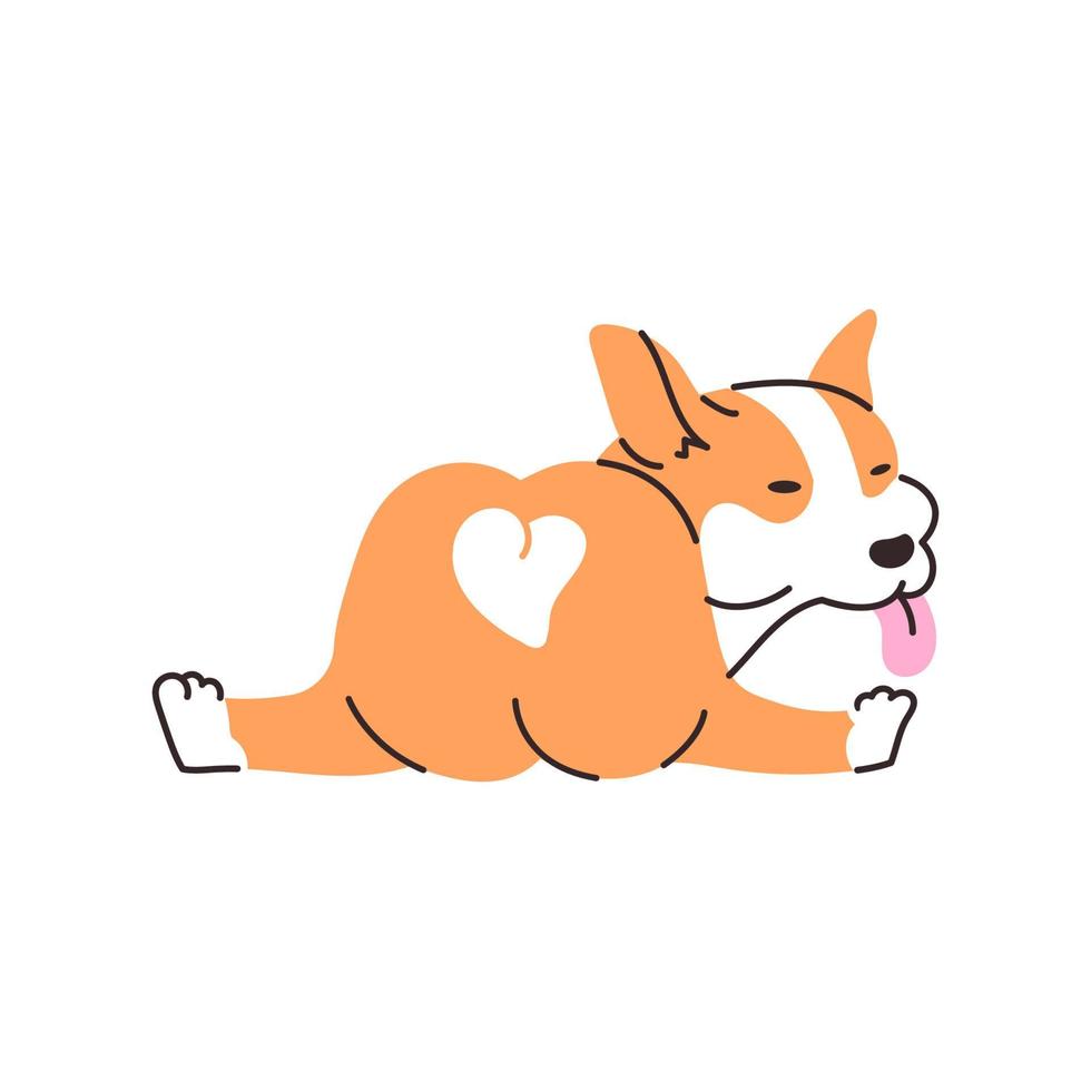 söt corgi hund tecknad illustration. en rolig valp med en tunga som sticker ut. vektor