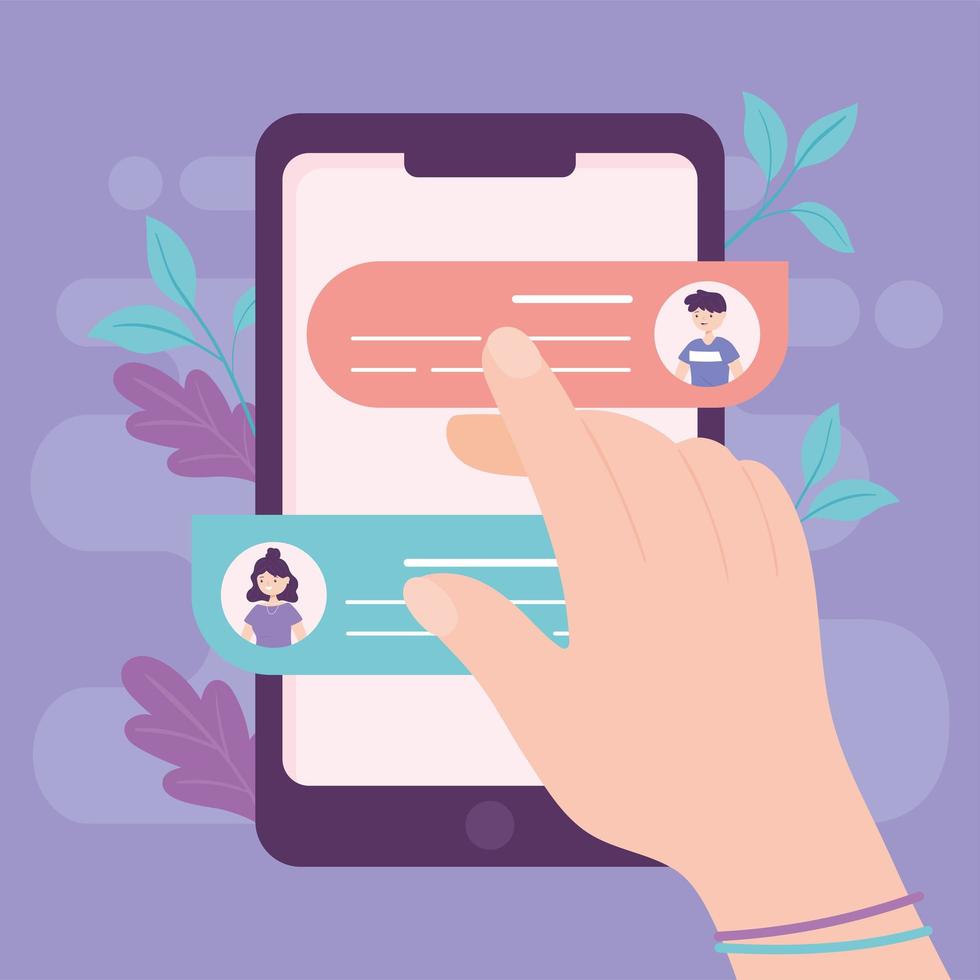 hand vidrör chattskärmen vektor