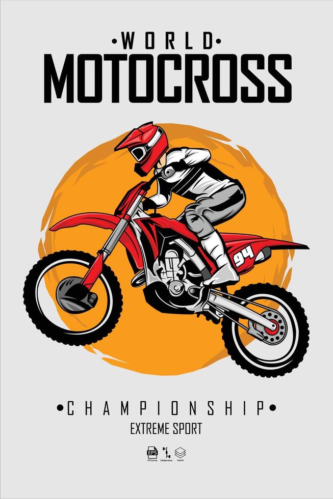 motocross illustration med en grå bakgrund.eps vektor