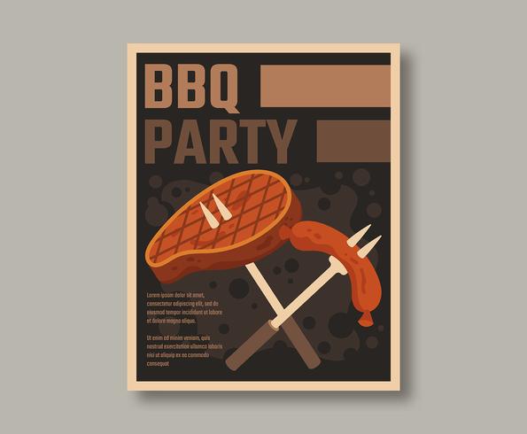 Retro Bbq-affisch vektor