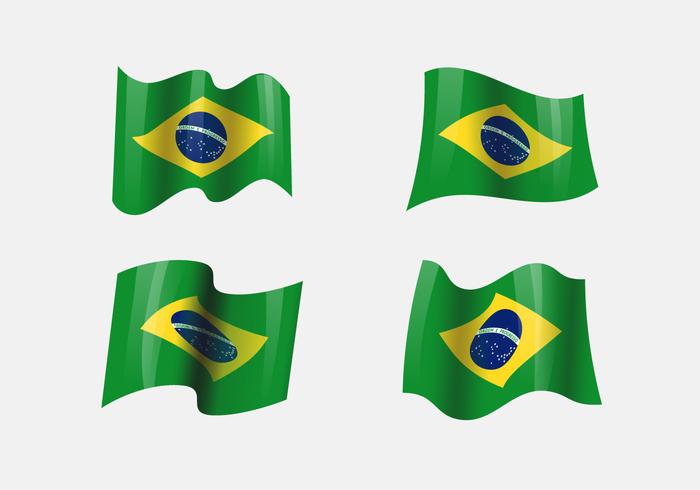 Realistiska Brasil Flaggor Clipart vektor