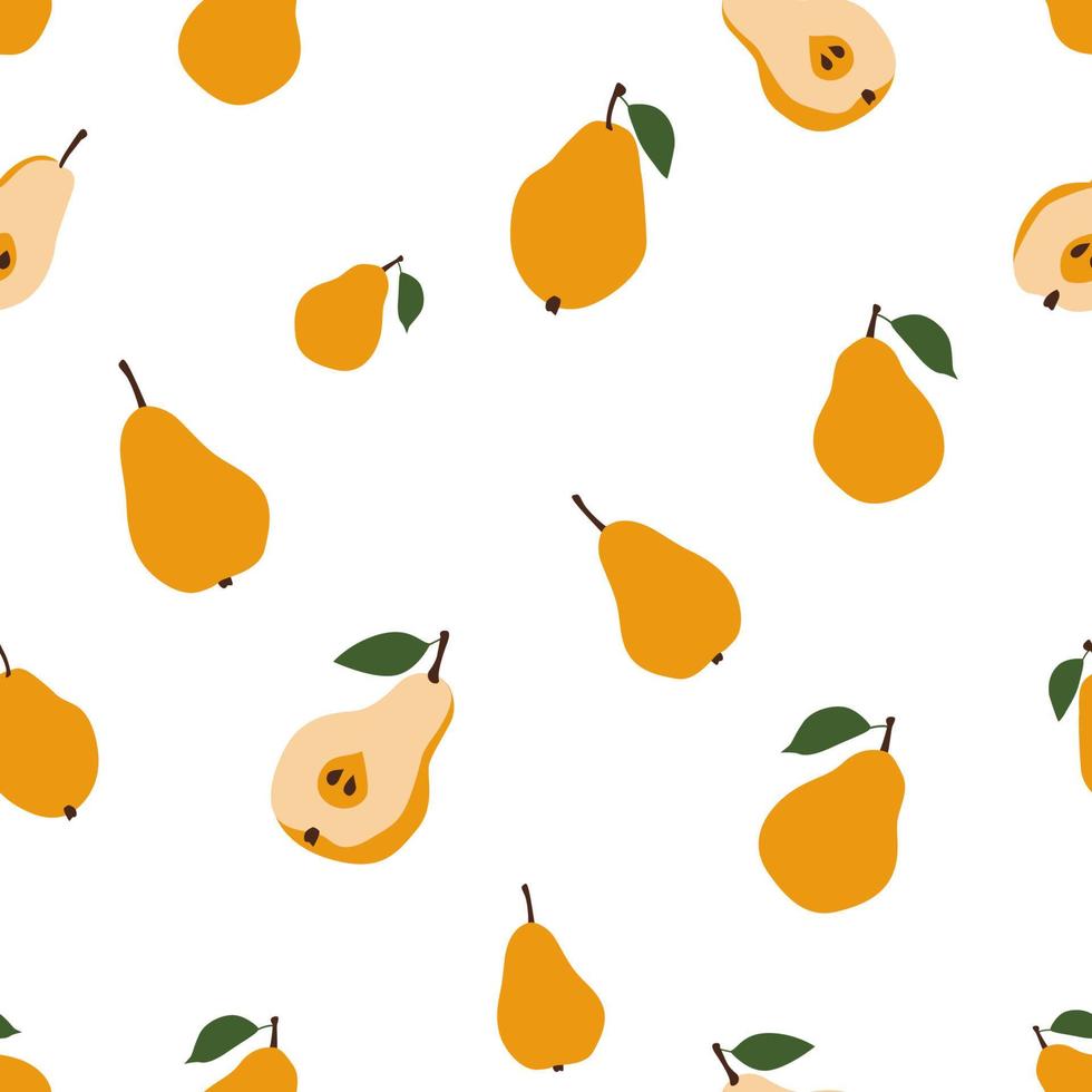 Früchte von gelben Birnen. nahtloses Muster, Vektorillustration vektor
