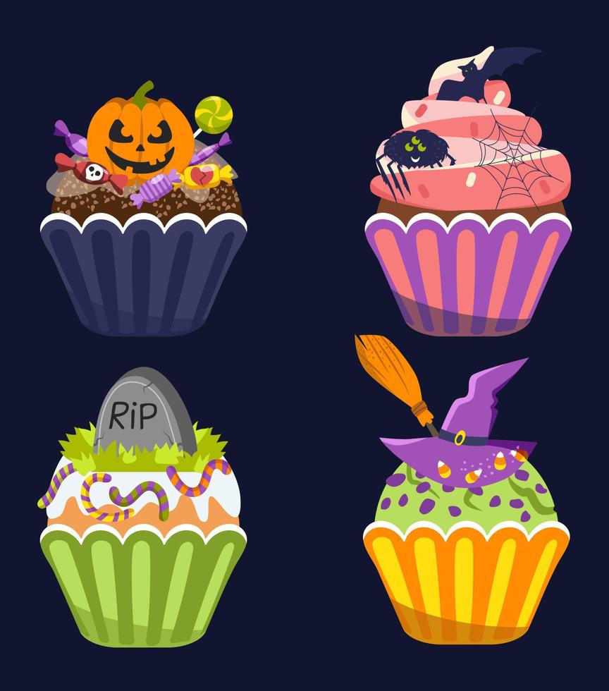 Halloween-Cupcakes. Vektor-Illustration. vektor