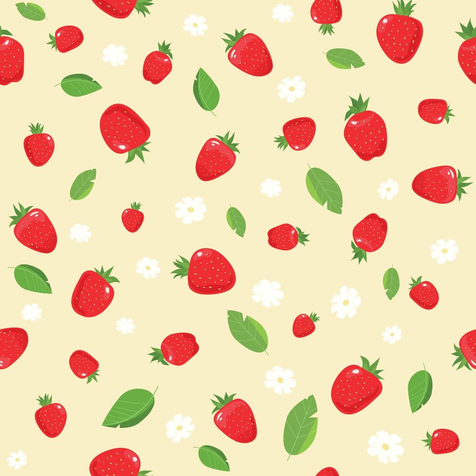 Erdbeermuster, rote Erdbeeren isoliert auf weißem Hintergrund. Erdbeer-Hintergrund. Vektor-Illustration. vektor