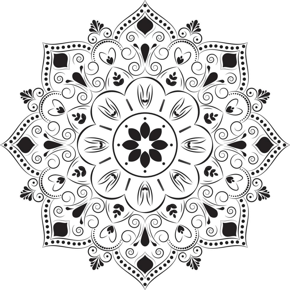 lyxig svart och vit dekorativ mandala vektor