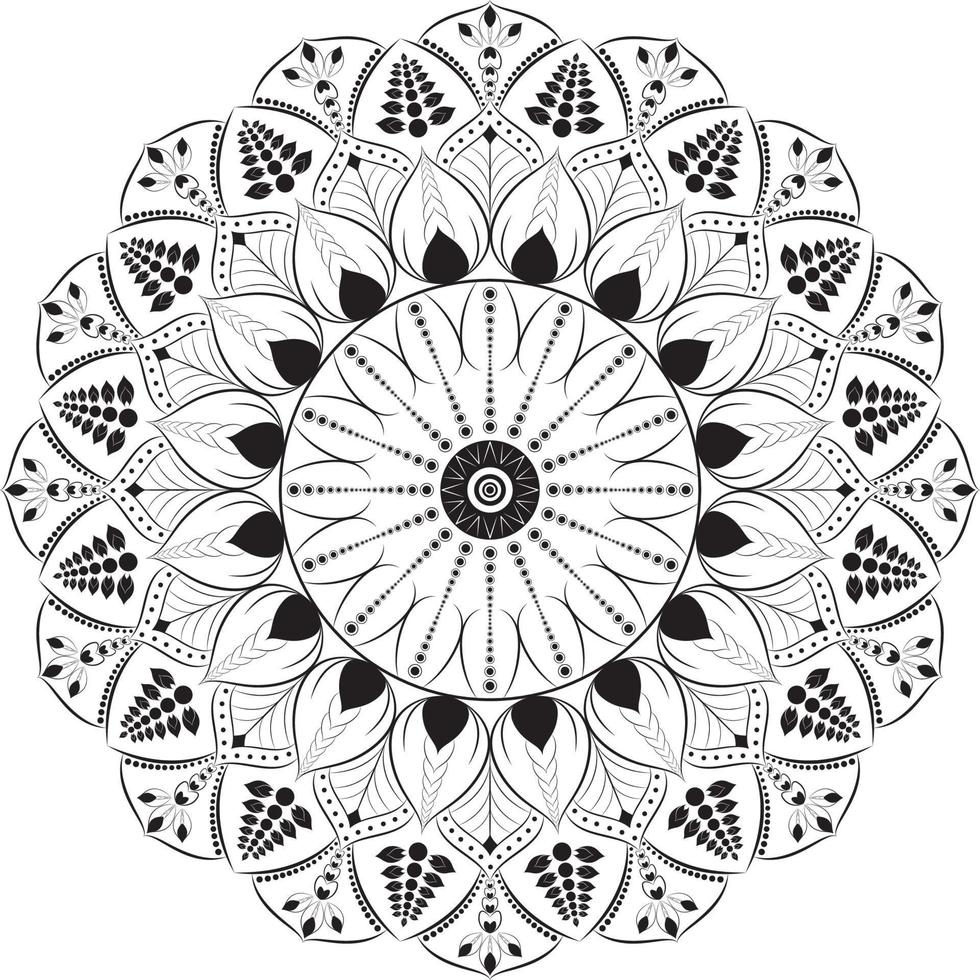 elegantes Schwarz-Weiß-Blumenmandala-Vektordesign vektor